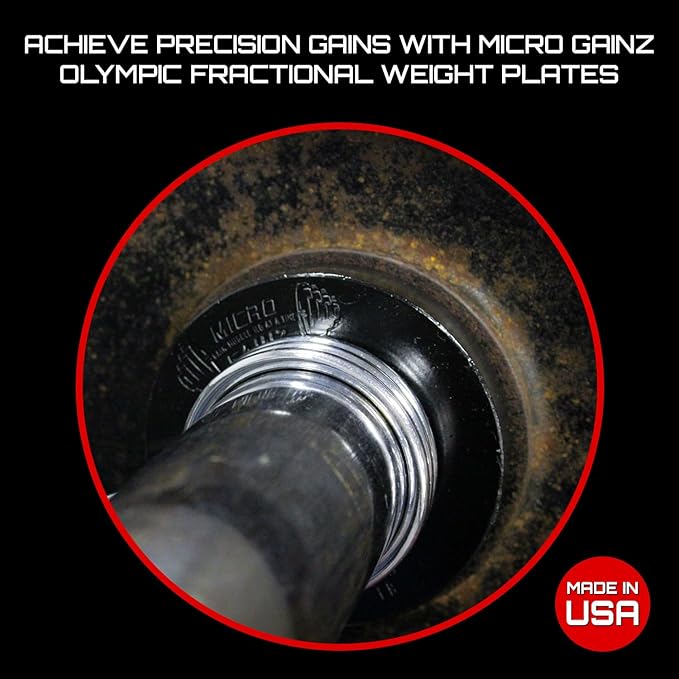 Micro Gainz Calibrated Fractional Weight Plate Set of 2 Plates, Choose Set (.25LB-1.25LB), Designed for Olympic Barbells for Strength Training & Micro Loading Bar Weights, Made in USA-StrideForce Fitness
