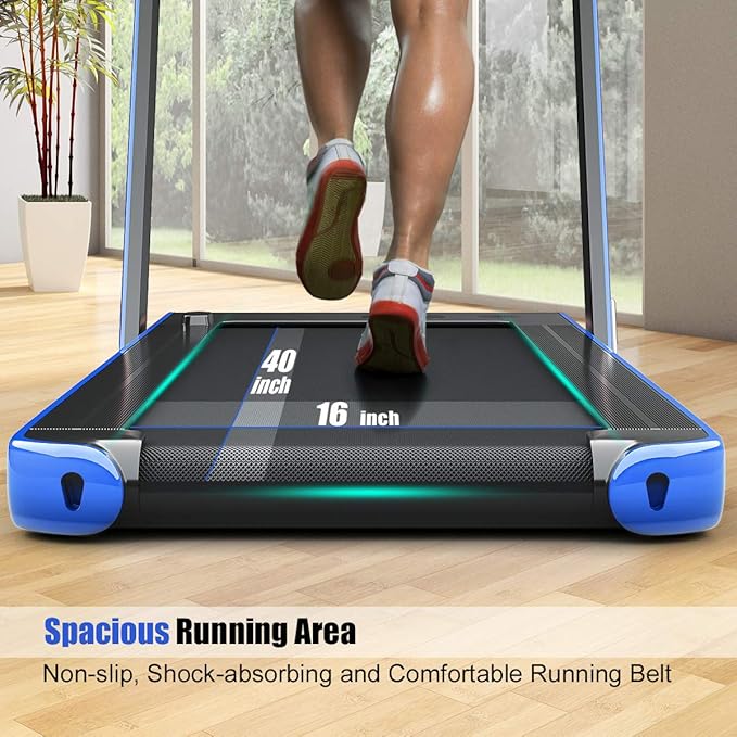 GYMAX Walking Pad, 2.25HP Dual Display Foldable Treadmill for Home with Remote/Smart App Control, Portable Compact Treadmill for Office Under Desk, Folding Running Machine for Small Spaces-StrideForce Fitness