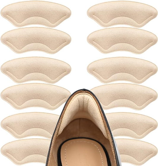 6 Pairs Heel Cushion Pads for Shoes Too Big, Shoe Grips Liners Heel Protectors for Loose Shoes, Heel Pain, Blisters and Rubbing, Anti Slip Shoe Filler Make Shoes Fit Tighter(Beige)-StrideForce Fitness