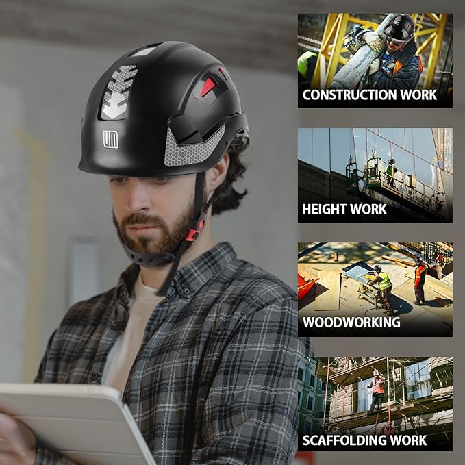 Safety Helmet Hard Hat, ANSI Z89.1 Approved Lightweight Vented Work Helmet, 6-Point Adjustable Ratchet Suspension Hardhat Ideal for Industrial and Construction-StrideForce Fitness