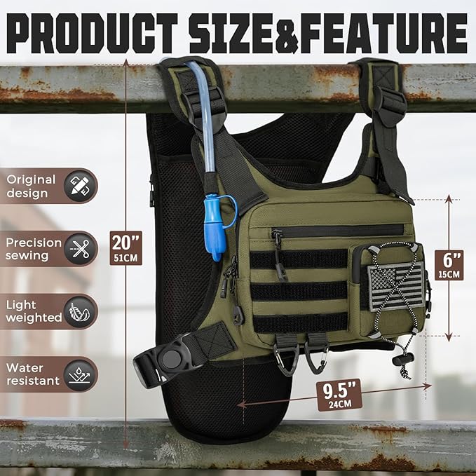 Hydration Vest with 2L Water Bladder for Men and Women,Lightweight Adjustable Hydration Backpack,Reflective Running Hydration Chest Bag for Hiking Climbing Cycling-StrideForce Fitness