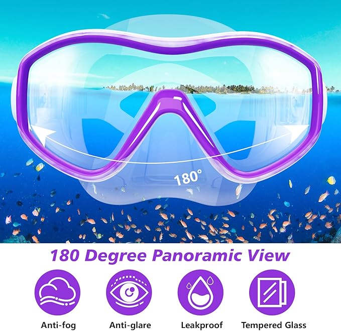 GoseWave Snorkeling Gear for Kids, Kids Snorkel Set for Ages 5-15, Anti-Fog Diving Mask and Dry Top Snorkel Set, Unisex Swimming Goggles with Nose Cover-StrideForce Fitness
