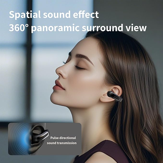 Open Ear Earbuds,Bluetooth 5.4Wireless Headphones,Lightweight Comfort Clip-On Earbuds with Mic for Clear Calls,36H Playtime,Touch Control,IPX5 Waterproof,Fit for Running Cycling Glasses Wearers-StrideForce Fitness