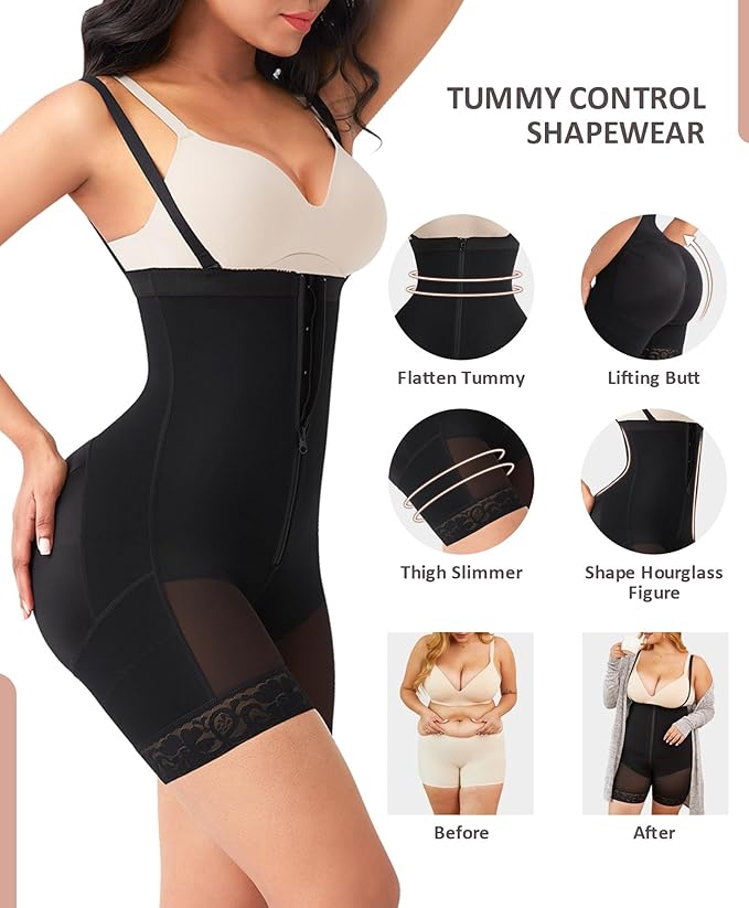 FeelinGirl Faja Body Shaper Tummy Control Shapewear for Women Butt Lifter Post Surgery Fajas Postparto Para Mujer-StrideForce Fitness
