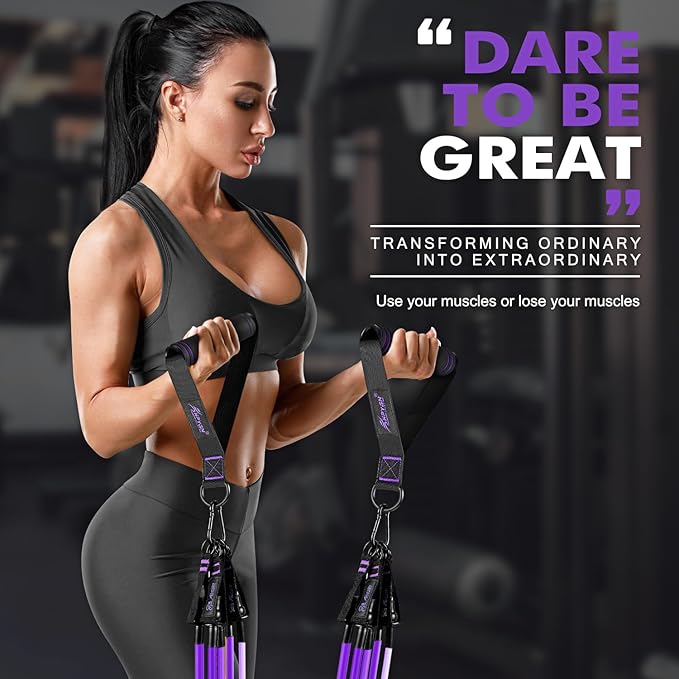 HPYGN Resistance Bands, Exercise Bands with Handles, Fitness Bands, Workout Bands with Door Anchor and Ankle Straps, for Heavy Resistance Training, Physical Therapy, Shape Body, Yoga, Home Workout Set-StrideForce Fitness