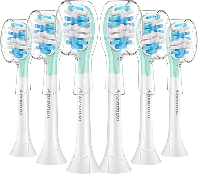 Aoremon Replacement Toothbrush Heads for Philips Sonicare C3 Premium Plaque Control HX9044/65 G3 Gum Care HX9054/65 W3 4100 5100 6100 7500 C1 C2 Flexcare Diamondclean HealthyWhite, 6 Count, White