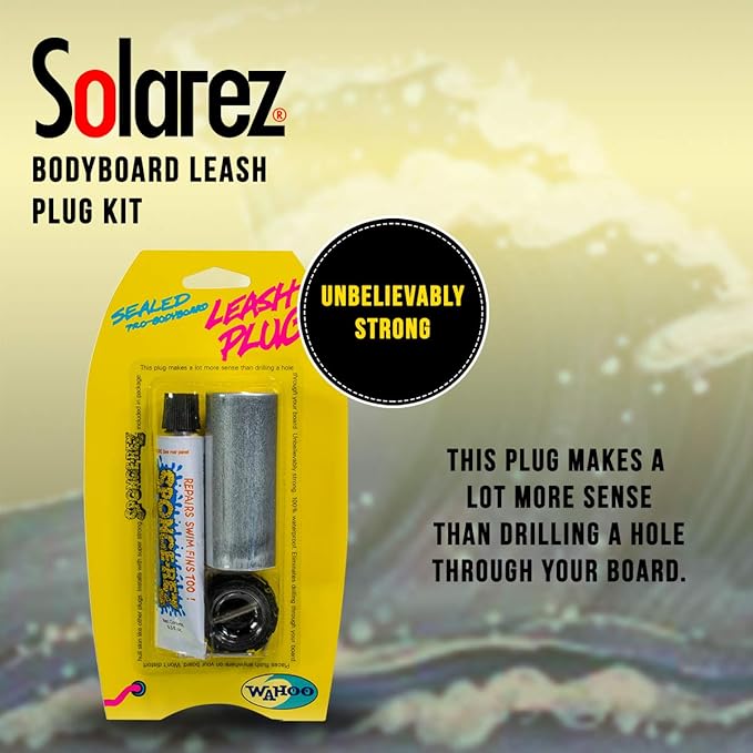 Solarez Wahoo Sponge-REZ Bodyboard Leash Plug KIT ~ Includes Sponge-Rez, for Soft Boards, Sail Boards, ABS-PVC Deck Plugs. Don't Drill a Hole in Your Board! ~ Not for use on EPS! - Made in USA-StrideForce Fitness