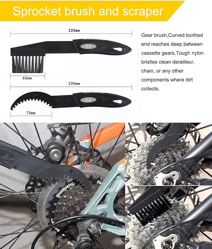 Bike Cleaner kit to Clean/Protect/Lube Bicycle,with Chain Scrubber,Cleaning Brush Tool,Bike Cleaner(19oz),Degreaser(10or19oz),Wet Lubricant(2oz)-StrideForce Fitness