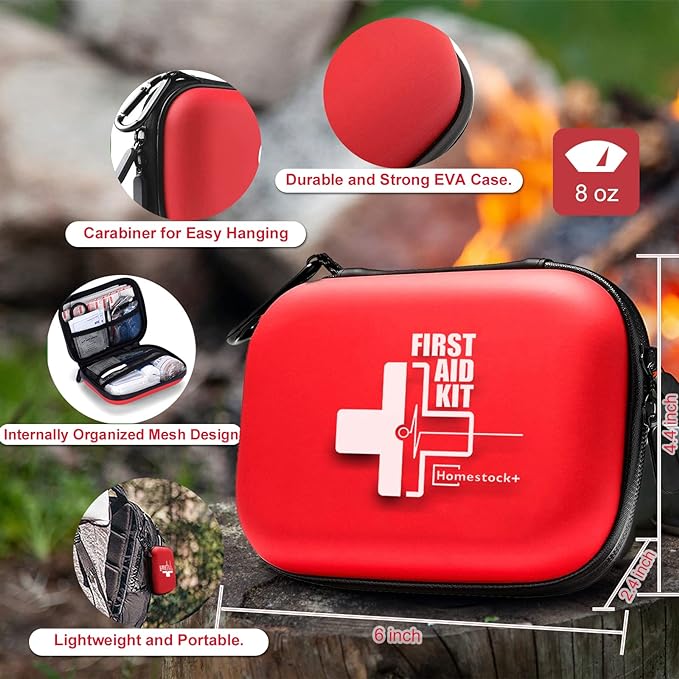 Portable Mini First Aid Kit Compact Medical Kits with Compartments, Waterproof Small EVA Case for Car, Home, Outdoors, Sports, Camping, Hiking and Office-StrideForce Fitness