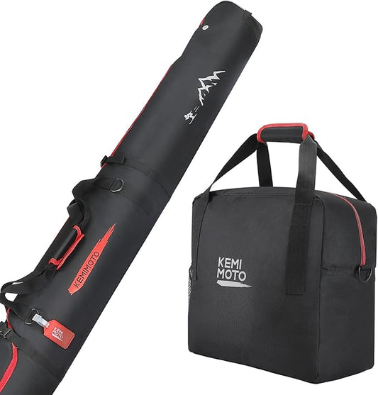 KEMIMOTO Ski Bag and Boot Bag Combo, Snowboard Bag Padded Ski Bags for Air Travel, Snow Ski Bags Fit Skis Up to 200cm, Ski Double Bag Combo-StrideForce Fitness