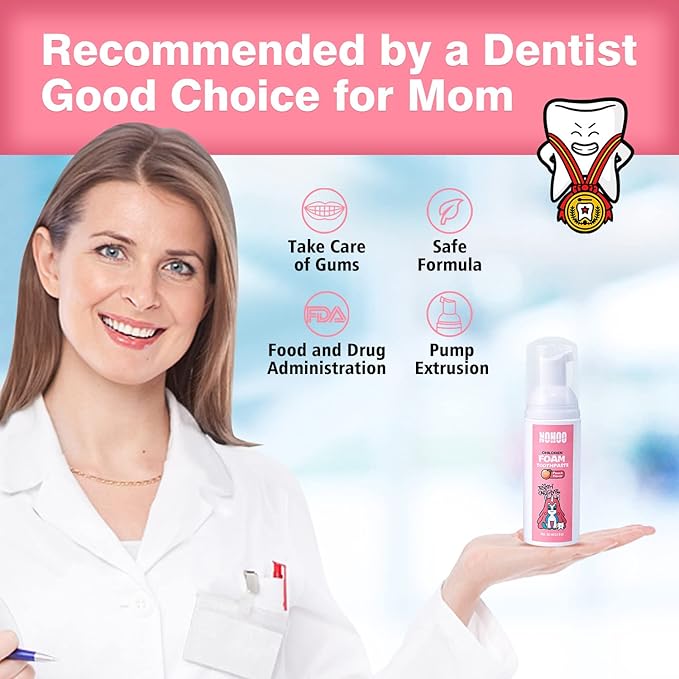NOHOO Fluoride Free Foam Toothpaste Kids Peach Flavour,Natural Training Toothpaste for Baby Toddler Children Oral Cleaning and Cavity Protection(2 Pack)