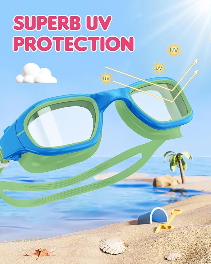 Kids Swim Goggles,Swimming Goggles for Kids 6-14, Anti-Fog UV Protection Pool Glasses for Boys Girls-StrideForce Fitness