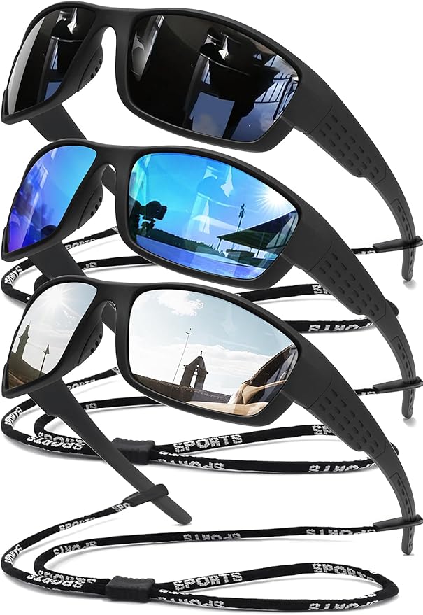 Polarized Sports Sunglasses Men UV400 Protection Lightweight Wrap Around Goggles for Cycling Fishing Driving Running-StrideForce Fitness