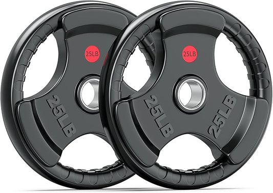 XDDIAS Rubber Weight Plates for Barbell, 2-Inch Olympic Grip Plate for Strength Training, Weightlifting and Bodybuilding in Home & Gym, Solid Cast Iron Weight Plates Pair and Sets-StrideForce Fitness