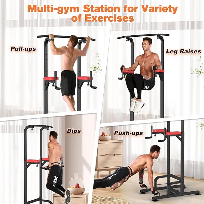 RELIFE REBUILD YOUR LIFE Power Tower Pull Up Bar Station Workout Dip Station for Home Gym Strength Training Fitness Equipment-StrideForce Fitness