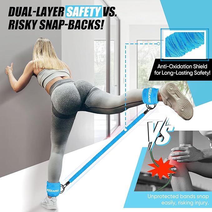 Ankle Resistance Bands with Cuffs for Working Out, Resistance Bands for Women, Exercise Bands for Leg and Glute, Booty Workout Equipment for Kickbacks, Butt and Hip Training, Ankle Weights Bands Set