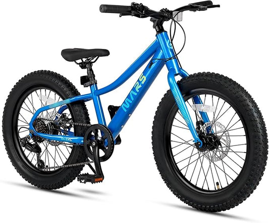 Glerc Mars Kids Mountain Bike, 20 24 Inch Fat Tire Bike for Teen Ages 6-14 Year Old, Bicycle with 2.8-Inch Wide Tires and 6 Speed Drivetrain, Multiple Colors-StrideForce Fitness