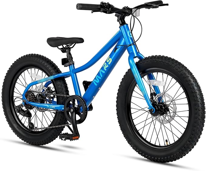 Glerc Mars Kids Mountain Bike, 20 24 Inch Fat Tire Bike for Teen Ages 6-14 Year Old, Bicycle with 2.8-Inch Wide Tires and 6 Speed Drivetrain, Multiple Colors-StrideForce Fitness