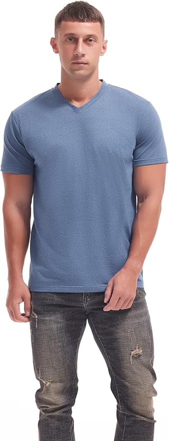 VEIISAR Premium V Neck T Shirts for Men - Modern Fitted Tees Vneck Undershirts-StrideForce Fitness