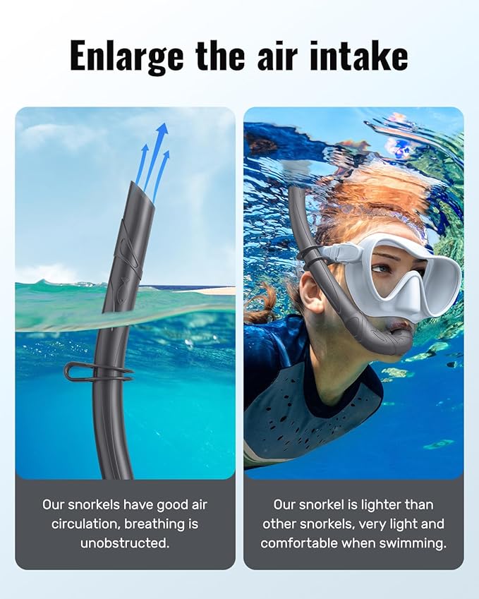 W WSTOO Adults Diving Snorkel Breathing Tube Silicone Flexible Foldable Snorkel Anti-Drop for Freediving Swim Training,Diving and Scuba Diving,Easy to Carry for Travel-StrideForce Fitness