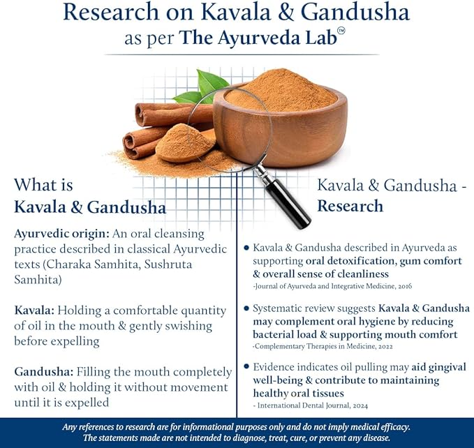 Blue Nectar Cinnamon Mouth Pulling Oil for Kavala Gandusha Oral Hygiene Ritual | Ayurvedic Mouthwash for Fresh Breath,Daily Oral Care & Helps Maintain Fresh Gums (9 Herbs, 3.38 Fl Oz)