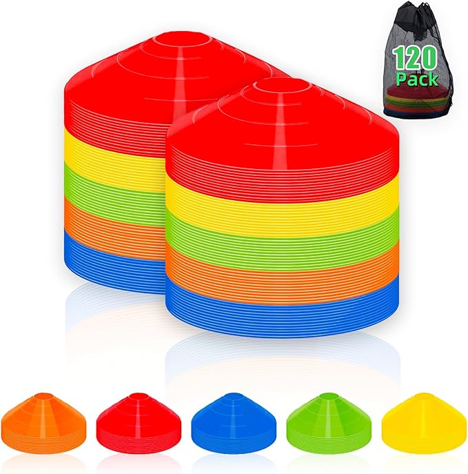 60/120 Pack Agile Soccer Cones with Portable Bags & Brackets,Sports Cones,Cone Sport,Agile Soccer Cones Used for Football Training…-StrideForce Fitness