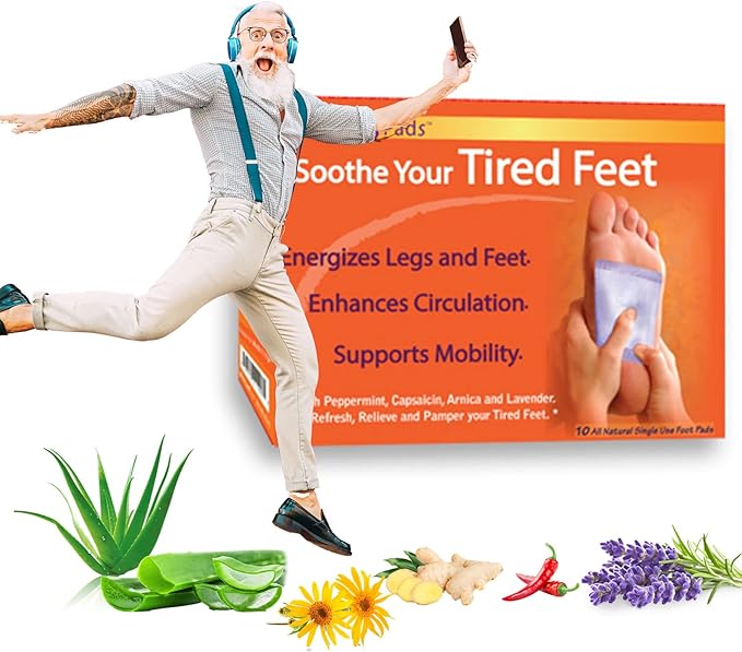 | Mobility Circulation Foot Patches | Made with Lavender, White Tourmaline, Capsaicin | Adhesive Patch Increased Sensation | Relief Pads for Soreness & Pain | Blood Circulation Pads | White-StrideForce Fitness