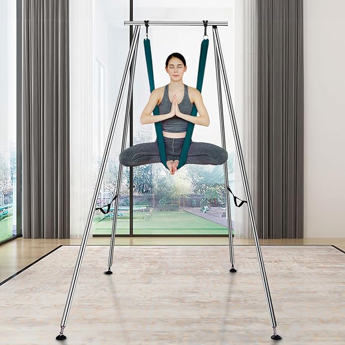 VEVOR Aerial Yoga Frame, 9.67 ft Height Swing Stand, Max 551.15 lbs Load Chrome-Plated Steel Pipe Inversion Yoga Rig for Indoor Outdoor Use-StrideForce Fitness