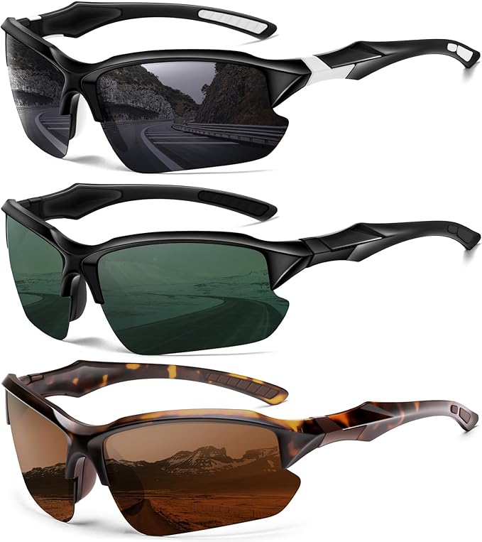 Sports Polarized Sunglasses for Men Cycling Running Fishing UV Protection Sun Glasses Lightweight Half Frame Goggles-StrideForce Fitness