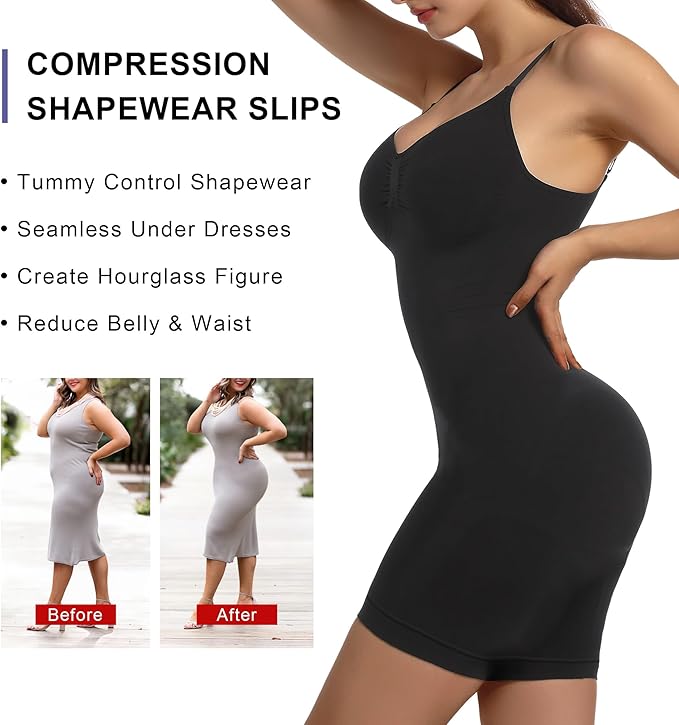 SHAPERX Strapless Shapewear Dress for Women Tummy Control Seamless Full Body Shaper Slip with Removable Straps-StrideForce Fitness