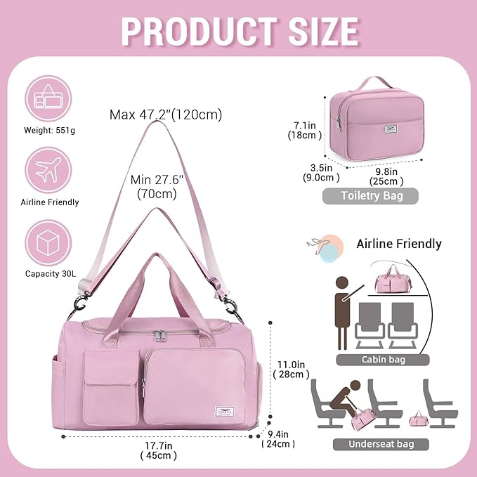 FIORETTO Women's Gym Duffle Bag with Shoes Compartment, 37L Capacity, Ideal for Travel, Gym, Sports, Duffel, Weekender-StrideForce Fitness