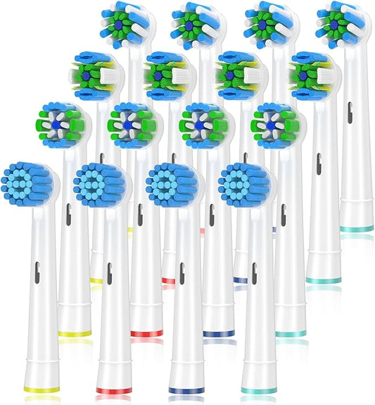 Replacement Toothbrush Heads Compatible with Braun Oral b 7000/Pro 1000/9600/ 5000/3000/8000/ and Smart Electric Toothbrush, 16 Pcs (White)