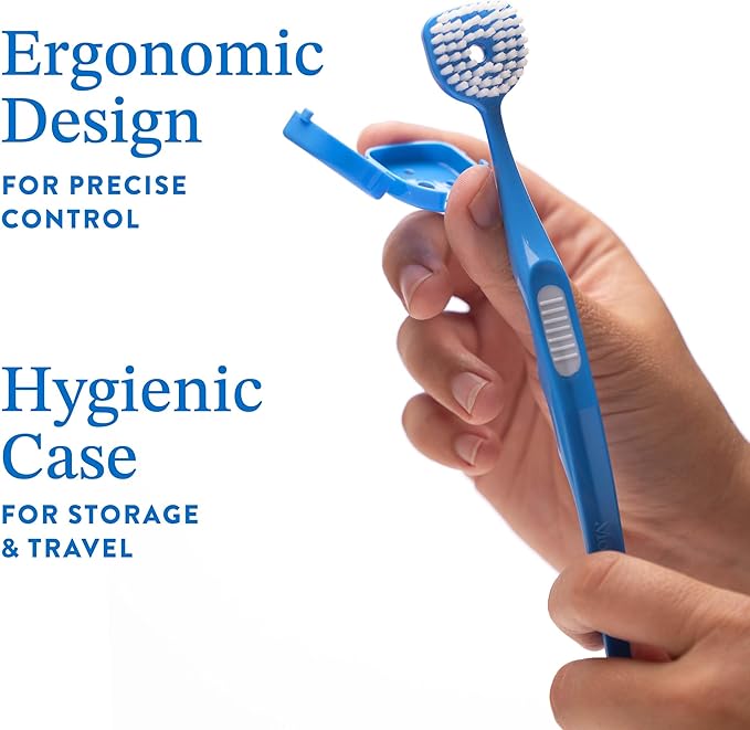 Soft Bristle Tongue Brush for Adults (1 Pack), Reduce Bad Breath & Improve Oral Hygiene, Tongue Scraper Brush Ergonomic Handle & Protective Cap, Tongue Cleaner for Adults, Tongue Scraper for Adults