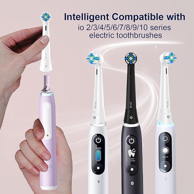 Toothbrush Heads Compatible with Oral b IO, Replacement Heads Compatible with Oral b IO 2/3/4/5/6/7/8/9/10/Deep Clean Series Electric Toothbrush (8 Black/White)