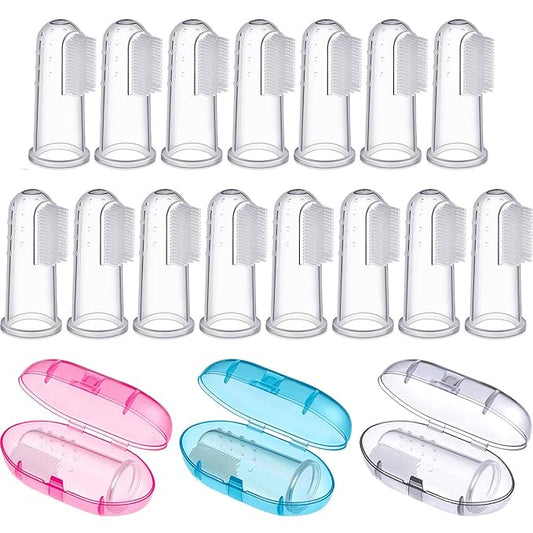 Boao 36 Pcs Baby Finger Toothbrushes with Storage Case Infant Toddlers Teeth Brushes Soft Silicone Baby Tongue Cleaners for Oral Cleaning Tooth Training Supplies