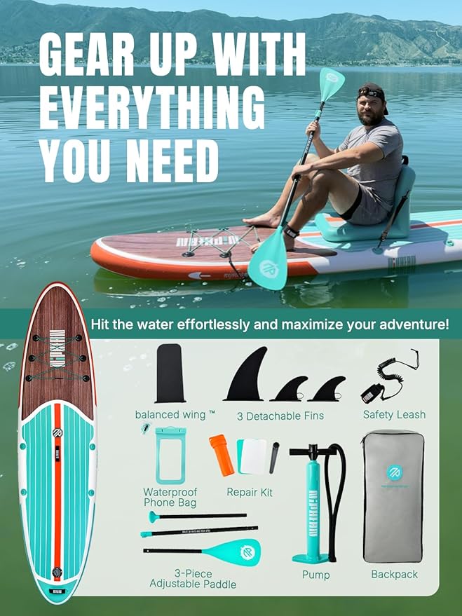 Niphean Inflatable Stand Up Paddle Board with SUP Accessories, Anti-Slip EVA Deck, 10’6’’ Inflatable Paddle Boards for Adults & Youth of All Skill Levels-StrideForce Fitness