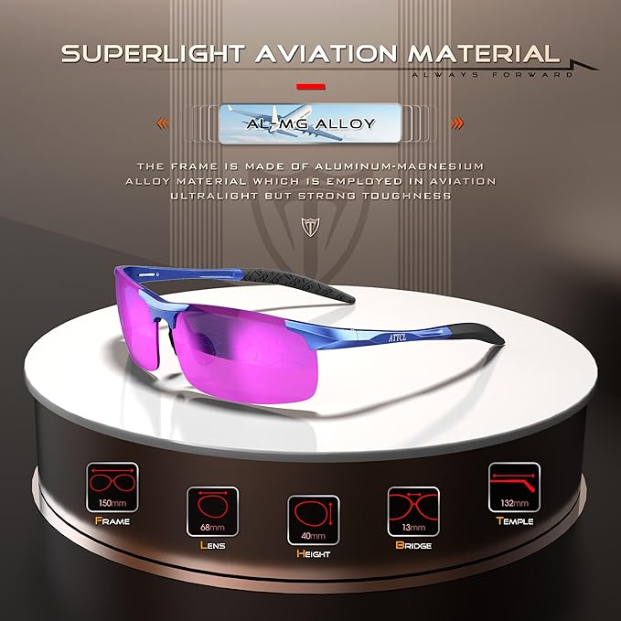 ATTCL Men's Sports Polarized Sunglasses Men for Driving running Fishing Golf - UV Protection Sun glasses Metal Frame-StrideForce Fitness