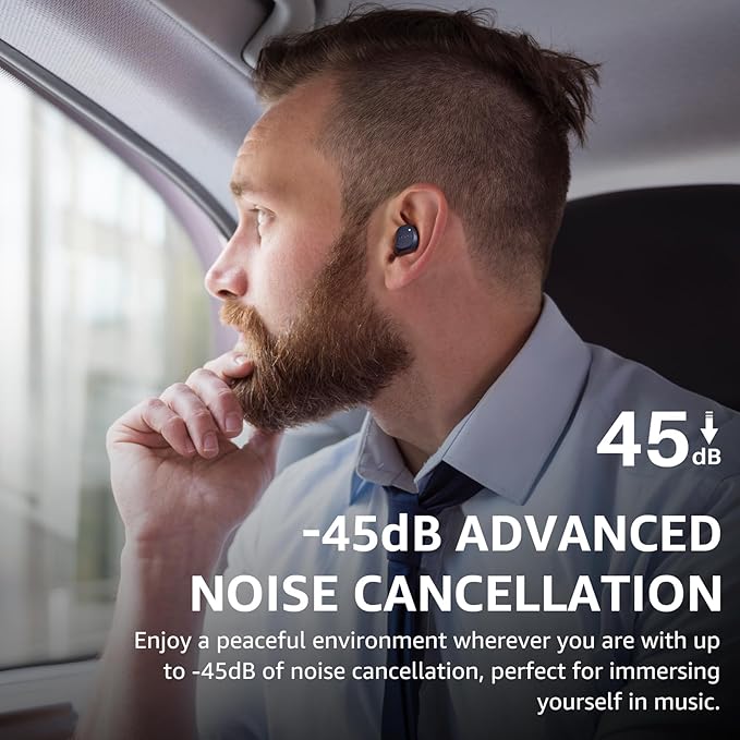TOZO NC9 Hybrid Active Noise Cancelling Wireless Earbuds, 6 Mics ENC Clear Call, IPX8 Waterproof, in Ear Bluetooth 5.3 Headphones Stereo Bass Ear Buds 59H Playtime with LED Display 32 EQs via APP-StrideForce Fitness
