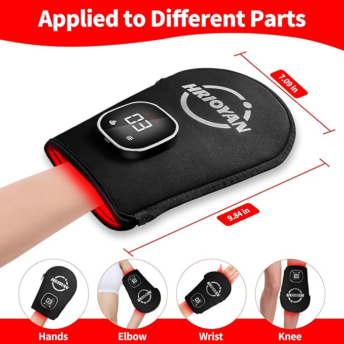 Cordless Red Light Therapy Glove,USB Rechargeable LED Infrared Light Therapy for Pain Relief,Red Light Therapy for Hands Palms Wrists and Elbows,660nm & 850nm,with Zipper Design-StrideForce Fitness