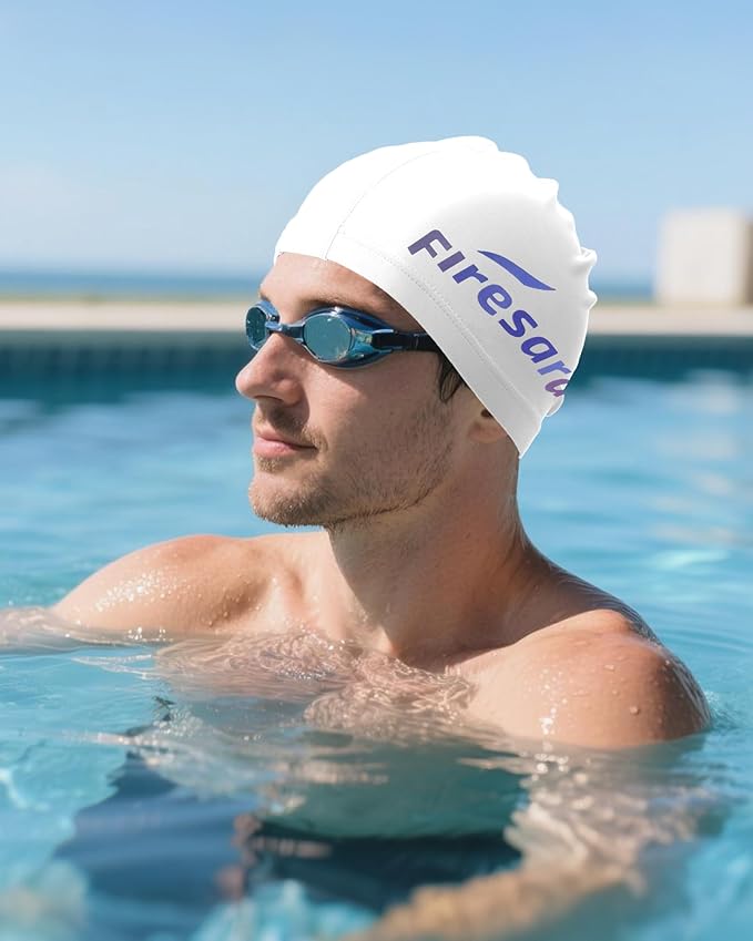 Firesara Fabric Swim Cap, High Elasticity Swimming Cap Keeps Hair Clean Breathable Fit Both Long Hair Short Hair, Swim Caps Woman Girls Men Kids One Size Hat-StrideForce Fitness