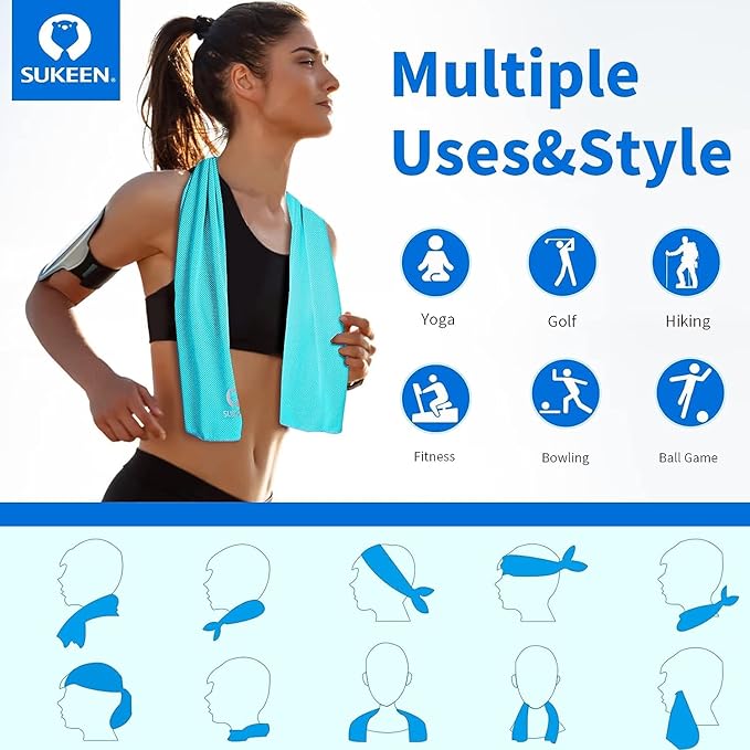 Sukkeen Cooling Towel (40"x12"), Soft Breathable Chilly Microfiber Towel for Yoga, Sports & More Activities-StrideForce Fitness