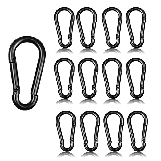 20PCS M5 Black Carabiner Clip, 3/16Inch Snap Hook Quick Link Small Clips, 2'' Spring Carabiner Link Buckle for Fishing Camping Hammock Dog Leashes-220LBS Holding Capacity-StrideForce Fitness