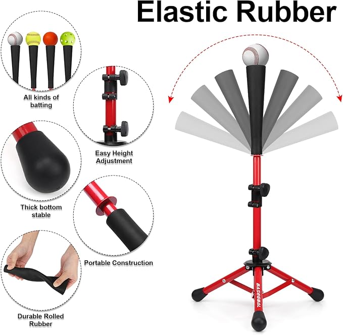 Baseball Tee for Kids,Youth Stand Set,Teeball Set,Youth Baseball,Softball Batting Tee Set,Easy Adjustable Height-StrideForce Fitness