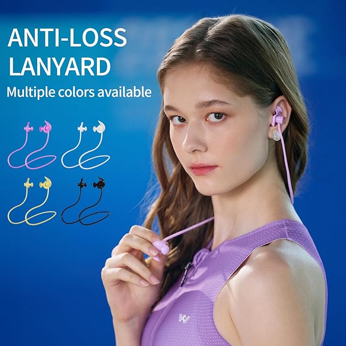 WATERTIME Waterproof Swimming Neckband Ear Plugs for Adults - Reusable Silicone Ear Plugs for Women & Men, Keep Ear Water Out for Swimming, Showering, Water Sports (Pink, One Size)-StrideForce Fitness