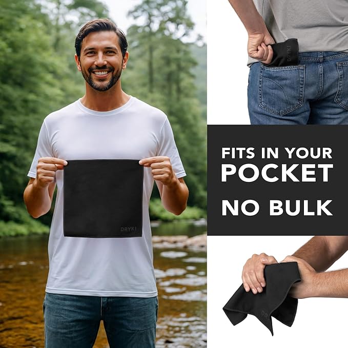Pocket-Sized Sweat Towels - The Original Sweat Absorbing Handkerchiefs - Quick-Dry Microfiber Sweat Rags for Face, Hands, & Body - Men & Women - Gym, Sports, and Work (Black: 5 Pack)-StrideForce Fitness