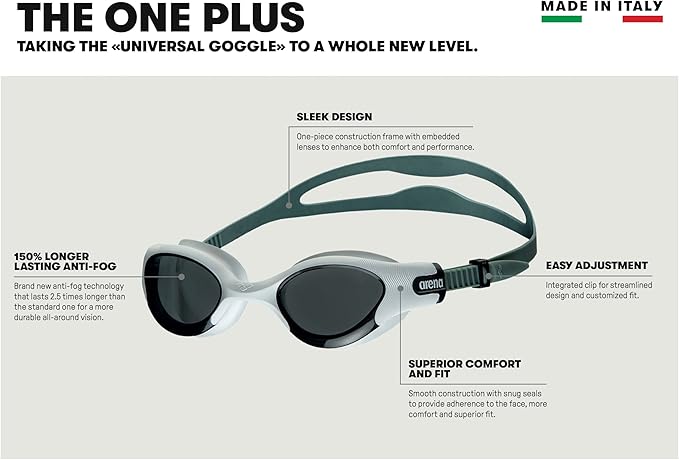 ARENA Unisex Adult The One Plus Swim Goggles Watertight Fit Orbit-Proof Seals Anti-Fog Coating Fitness Swimmers Triathletes-StrideForce Fitness