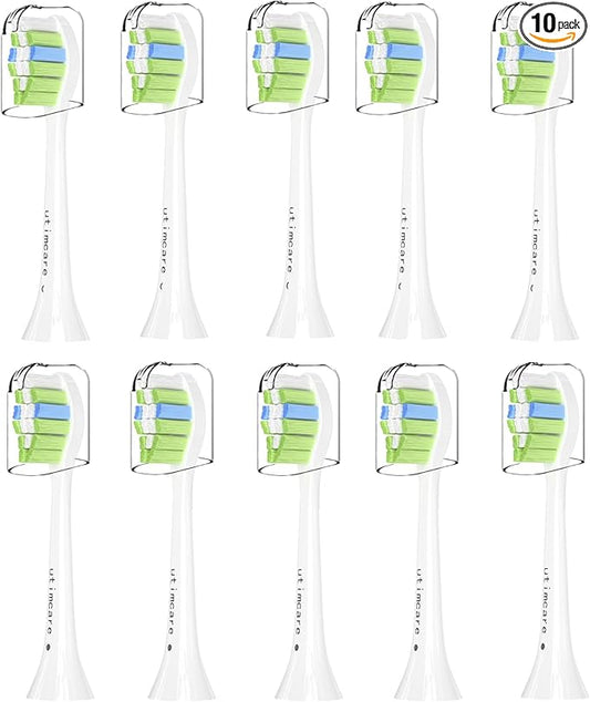Replacement Toothbrush Heads Compatible with Philips Sonicare ProtectiveClean C2 G2 W 4100 5100 5300 Plaque Control Electric Toothbrush, Soft, 10 Pack Refills.