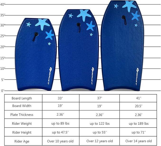 Goplus 41''/37''/33'' Lightweight Body Board for Beach, Surf Board with EPS Core, XPE Deck, HDPE Slick Bottom, Wrist Leash, Bodyboard for Kids Adults Surfing-StrideForce Fitness