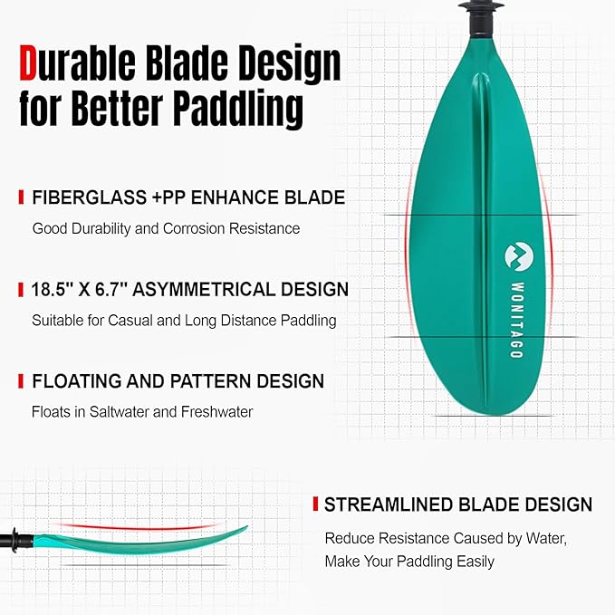 Kayak Paddle Premium Carbon Fiber Paddle with Reinforced PP + Fiberglass Blade, Floating Adjustable Kayaking Oars, 3 Piece, 220-240 cm/86-94 Inches, 240-260 cm/94-102 Inches-StrideForce Fitness