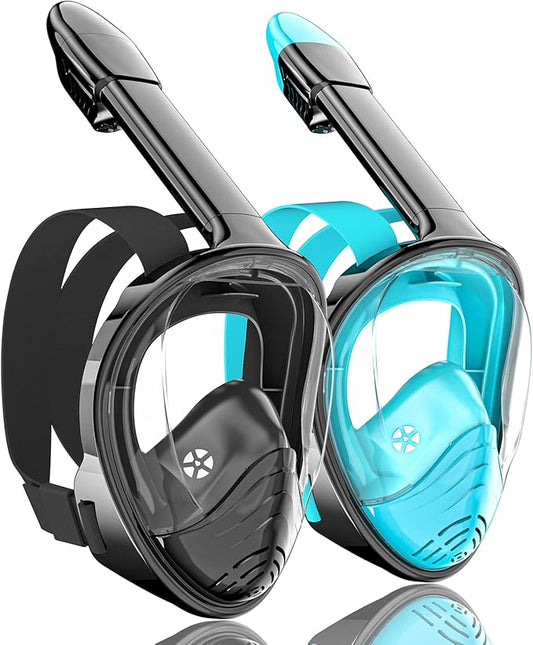 QingSong Full Face Snorkel Mask for Adults, Snorkeling Gear with Camera Mount, 180 Degree Panoramic View Snorkel Set Anti-Fog Anti-Leak-StrideForce Fitness